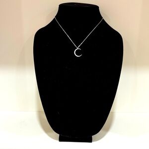 🖤 Crescent Moon Necklace Sterling Silver and Cubic Zirconia